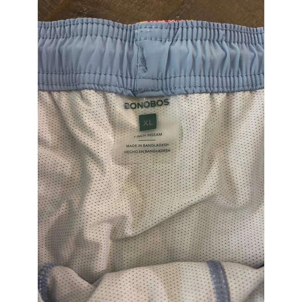 Bonobos Mens Flamingo Tropical Print Swim Trunks Light Blue XL BOE26115RO NWT